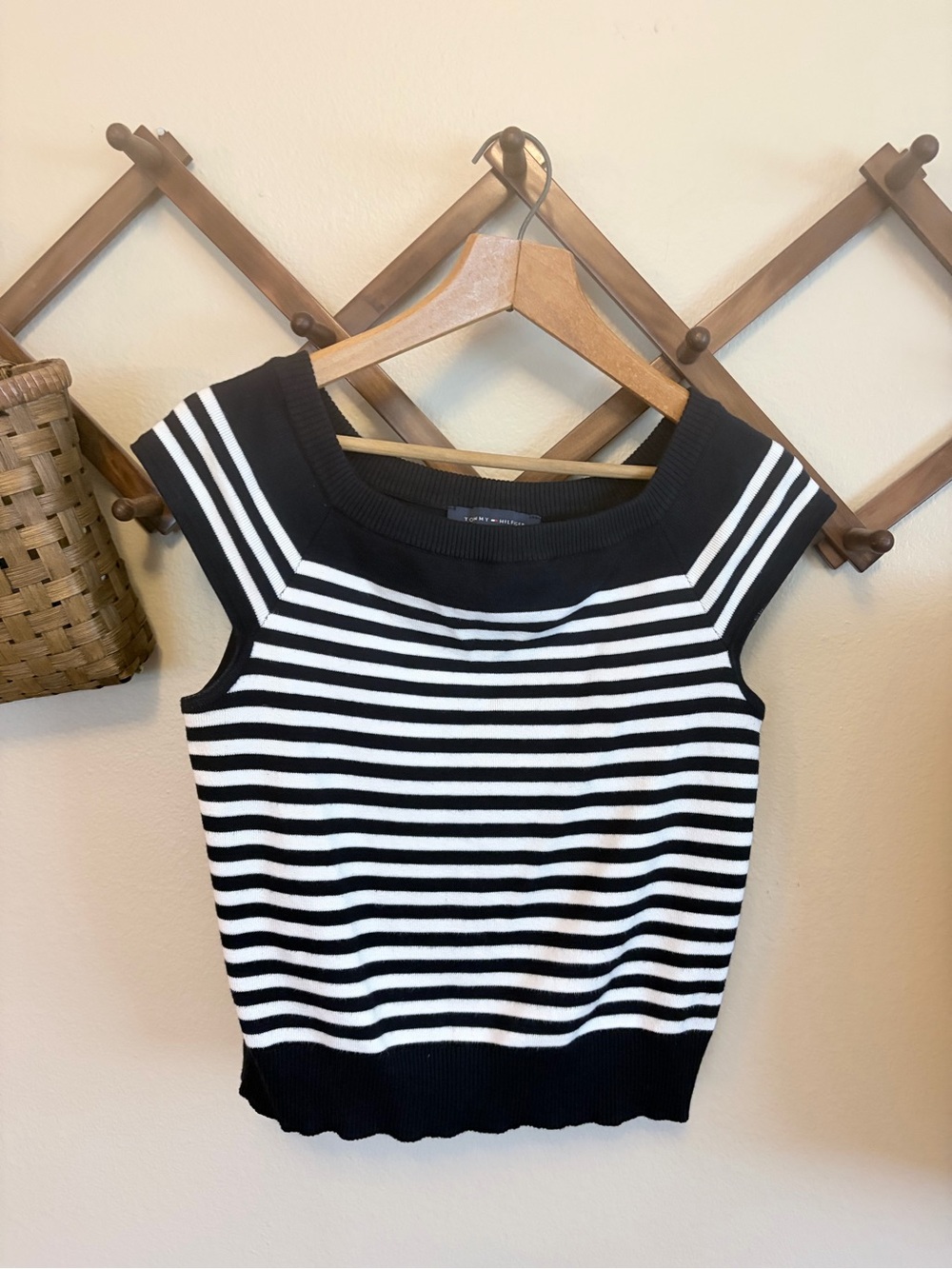 Tommy Hilfiger Black & White Striped Knit Top